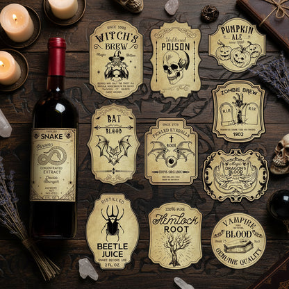 Potion Bottle Stickers - Sorceress Sanctuary Brown / 12pcs