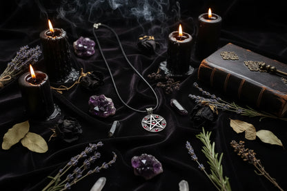 Evil Power Pentagram Necklace - Sorceress Sanctuary Red-Black