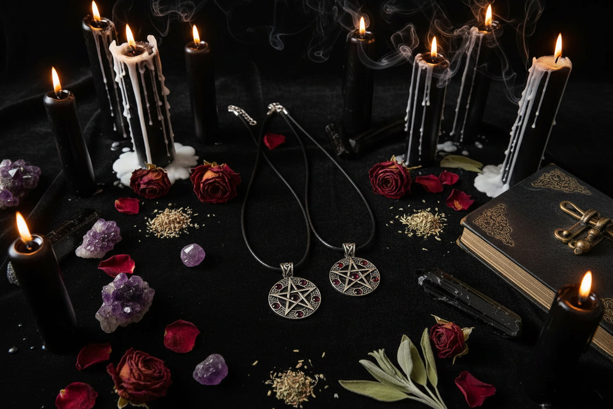 Evil Power Pentagram Necklace - Sorceress Sanctuary Red-Black