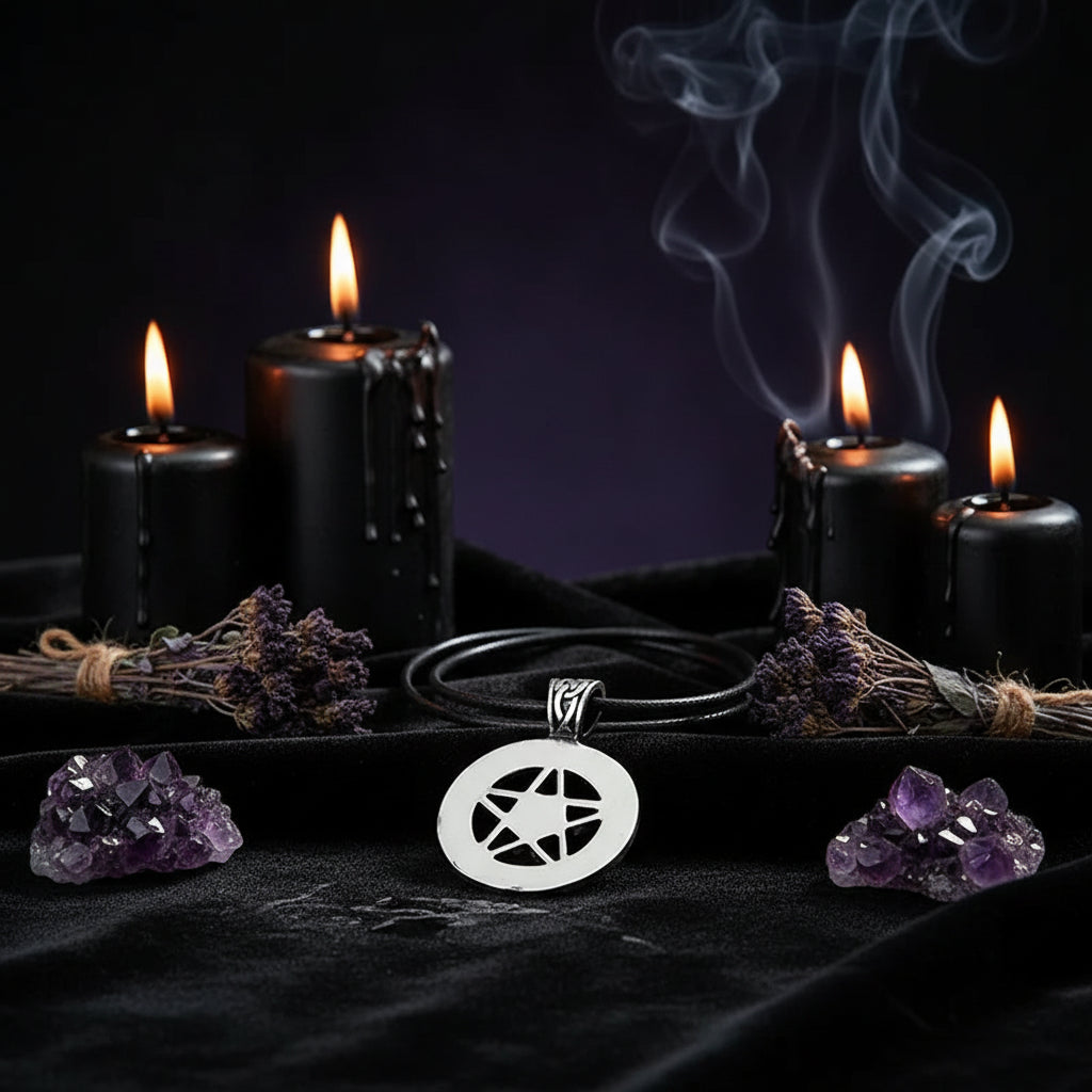 Evil Power Pentagram Necklace - Sorceress Sanctuary Red-Black