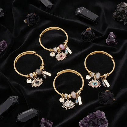 Evil Eye Crystal Bracelet - Sorceress Sanctuary Beige-Blue-Pink-Black