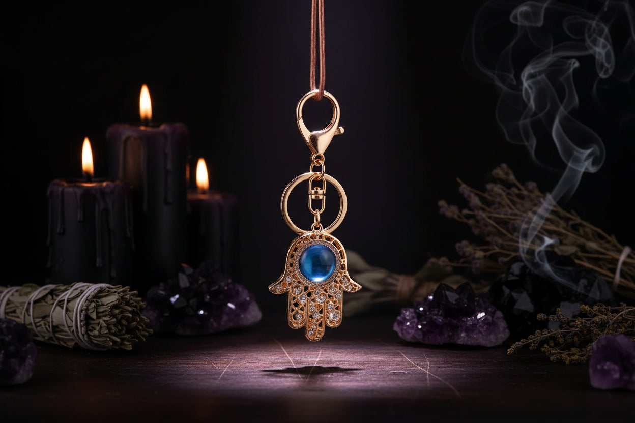Protection Palm Keychain - Sorceress Sanctuary Water Blue-Grey-Pink-Eye