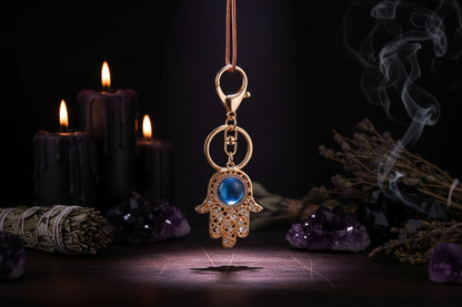 Protection Palm Keychain - Sorceress Sanctuary Water Blue-Grey-Pink-Eye