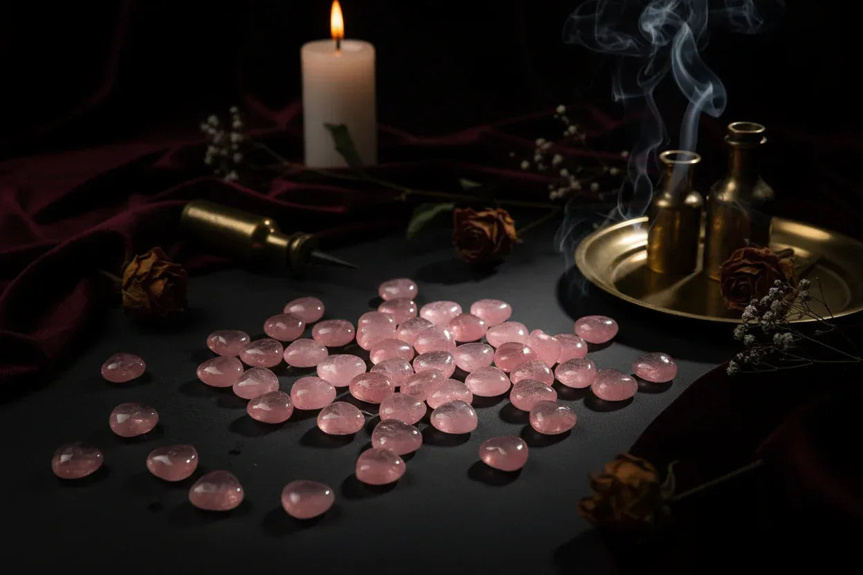 Rose Quartz Heart Crystals - Sorceress Sanctuary 30mmX25mmX18mm-55X55X20mm-28X28X15mm-20X20X7mm-25X25X10mm