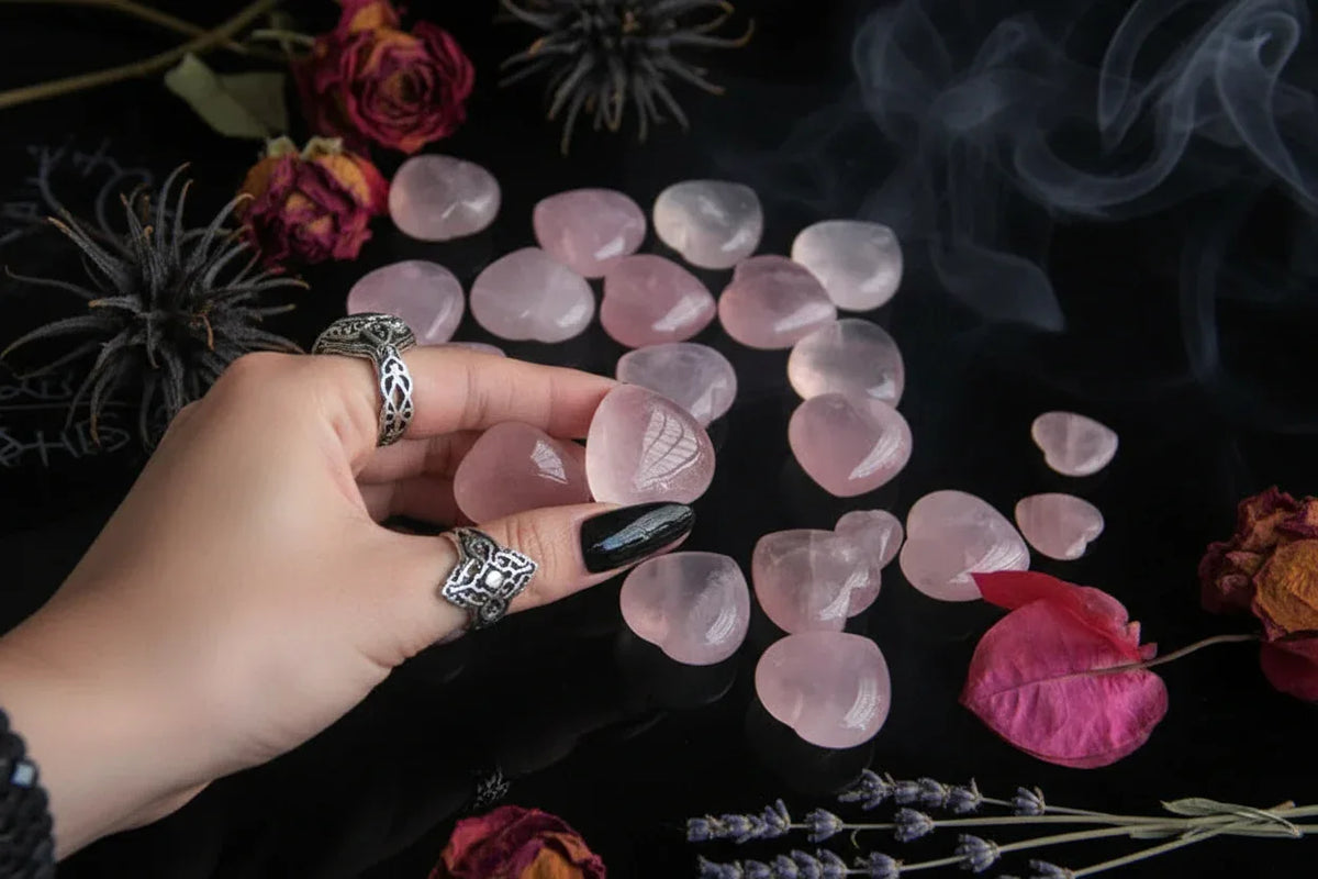 Rose Quartz Heart Crystals - Sorceress Sanctuary 30mmX25mmX18mm-55X55X20mm-28X28X15mm-20X20X7mm-25X25X10mm