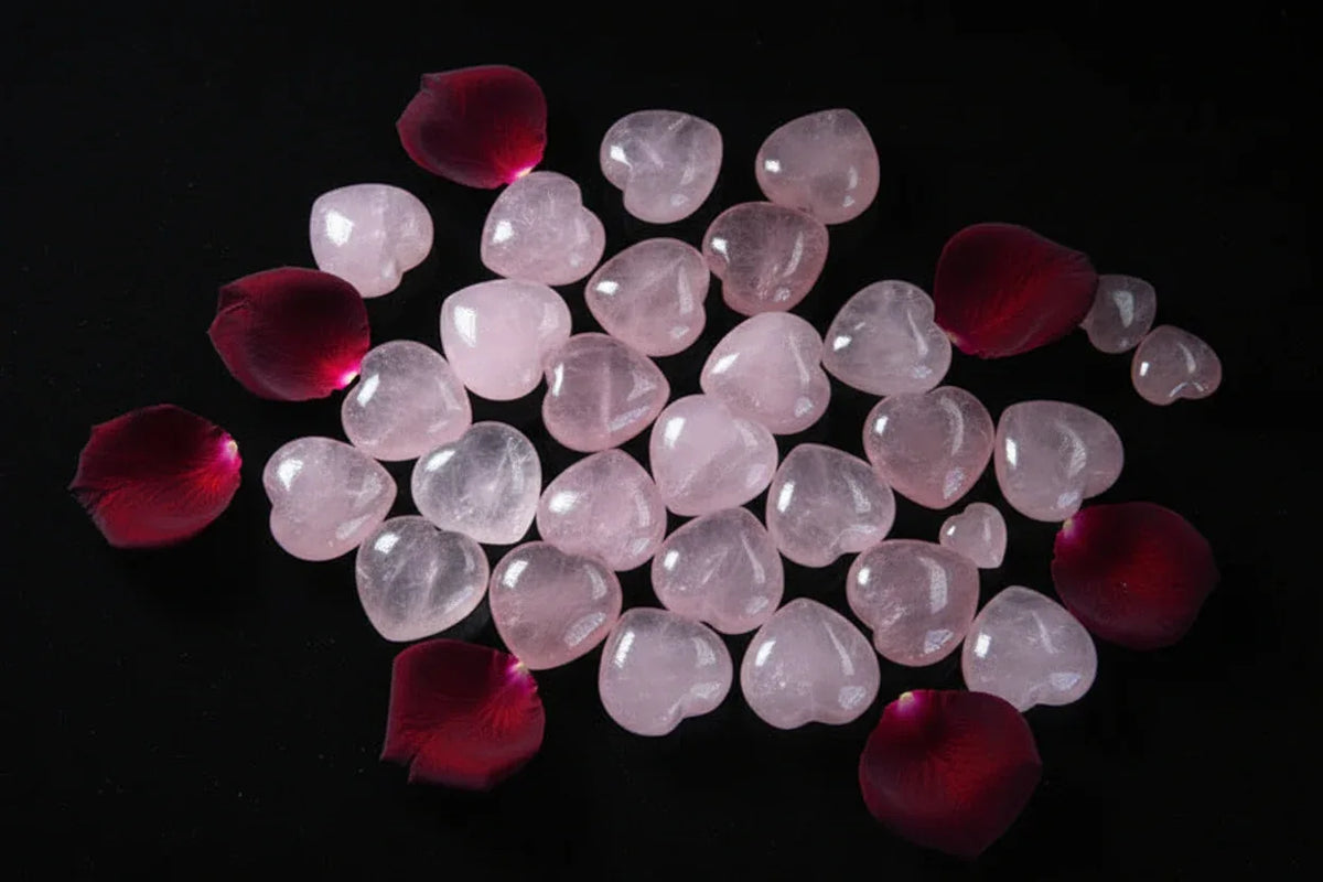Rose Quartz Heart Crystals - Sorceress Sanctuary 30mmX25mmX18mm-55X55X20mm-28X28X15mm-20X20X7mm-25X25X10mm