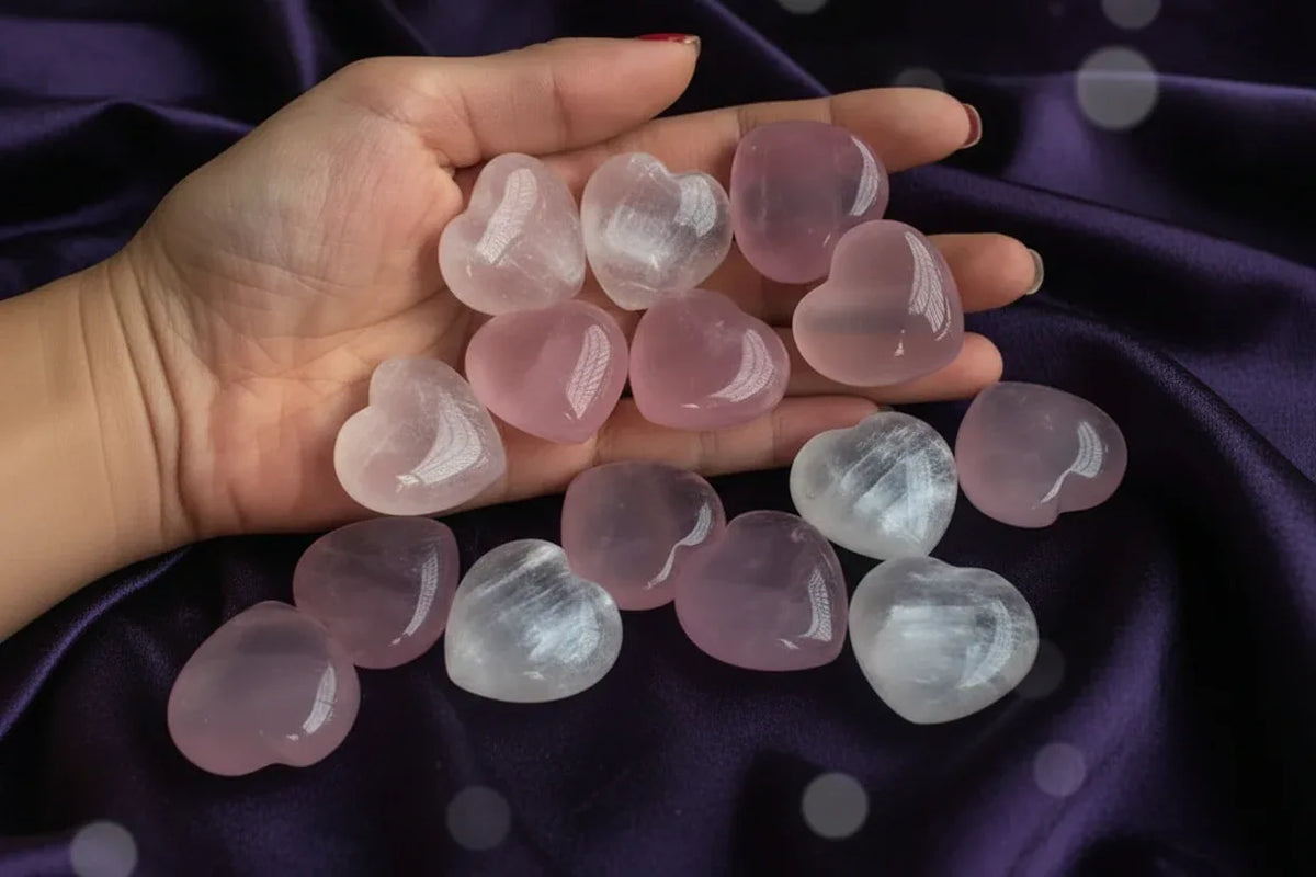 Rose Quartz Heart Crystals - Sorceress Sanctuary 30mmX25mmX18mm-55X55X20mm-28X28X15mm-20X20X7mm-25X25X10mm