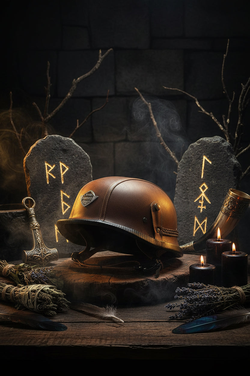 Motorcycle Helmet, Electric Bike Helmet, Leather Steel Helmet Sorceress Sanctuary