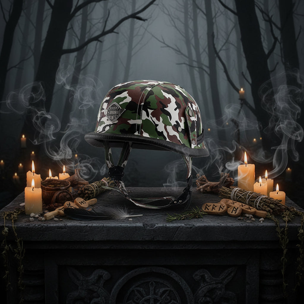 Motorcycle Helmet, Electric Bike Helmet, Leather Steel Helmet Sorceress Sanctuary