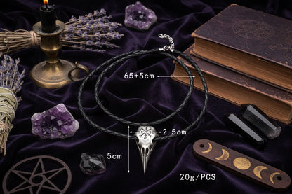 Raven Skull Necklace - Sorceress Sanctuary Ancient Silver