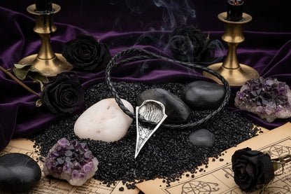 Raven Skull Necklace - Sorceress Sanctuary Ancient Silver
