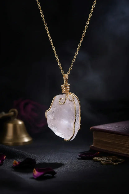 Raw Crystal Necklace - Sorceress Sanctuary Lemon crystal (silver) / Pure natural-Green fluorite (gold) / Pure natural-Lemon crystal (golden) / Pure natural-Amethyst (golden) / Pure natural-Fluorite (silver) / Pure natural