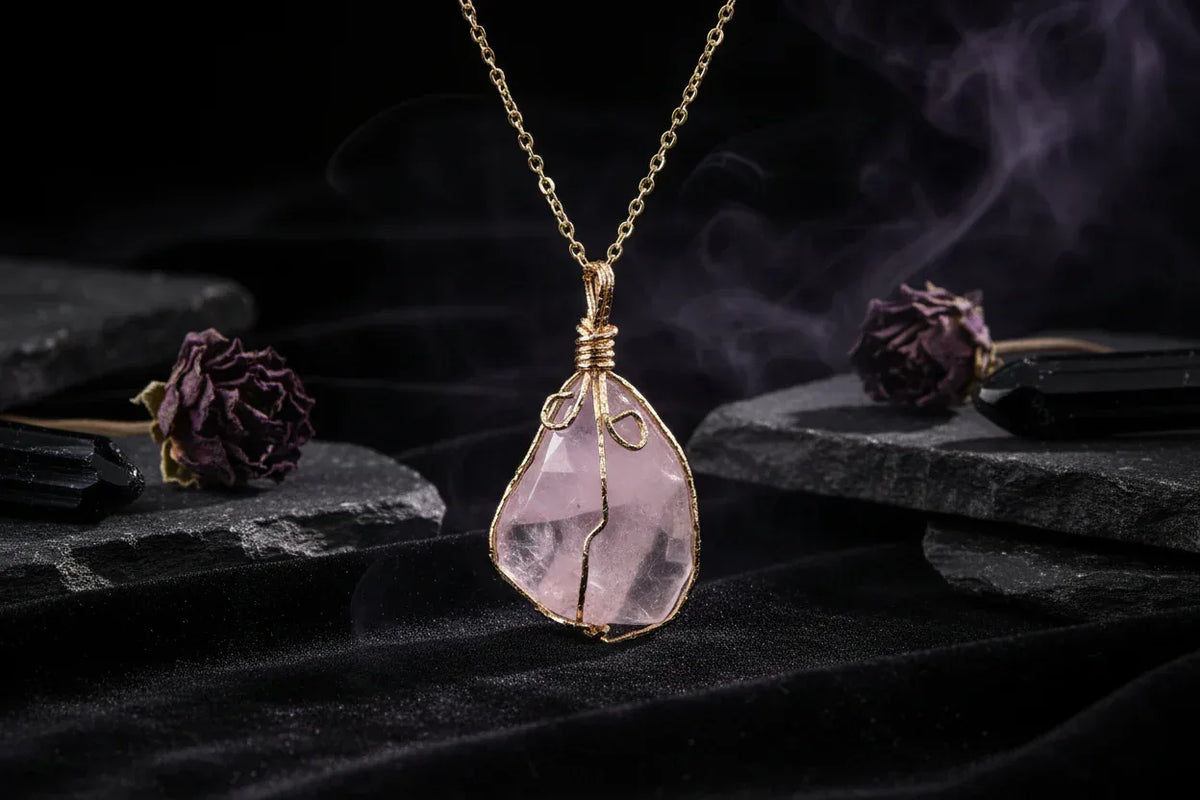Raw Crystal Necklace - Sorceress Sanctuary Lemon crystal (silver) / Pure natural-Green fluorite (gold) / Pure natural-Lemon crystal (golden) / Pure natural-Amethyst (golden) / Pure natural-Fluorite (silver) / Pure natural