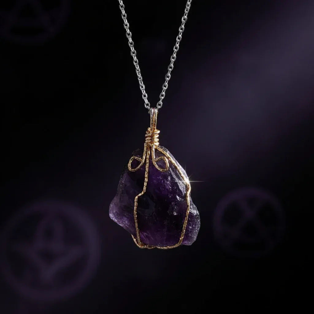 Raw Crystal Necklace - Sorceress Sanctuary Lemon crystal (silver) / Pure natural-Green fluorite (gold) / Pure natural-Lemon crystal (golden) / Pure natural-Amethyst (golden) / Pure natural-Fluorite (silver) / Pure natural