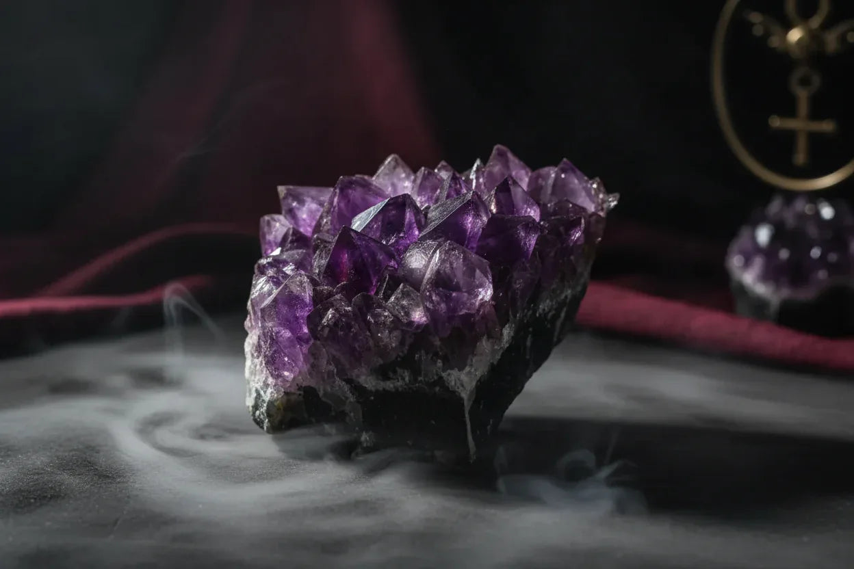 Raw Mineral Specimens - Sorceress Sanctuary Black tourmaline-Plum Tourmaline-Amethyst cluster-Yellow Stone-Tianhe stone