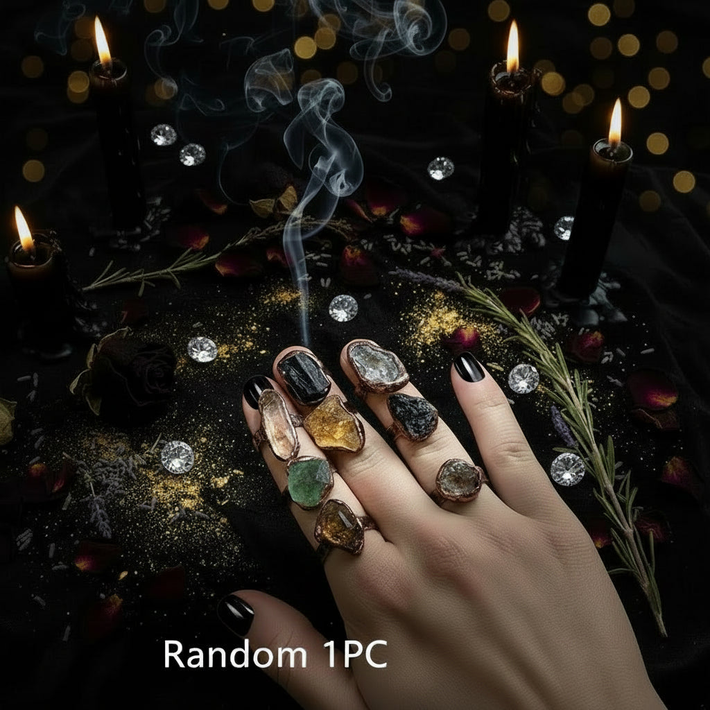 Obsidian Raw Stone Ring Sorceress Sanctuary
