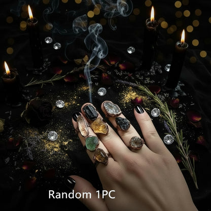 Obsidian Raw Stone Ring Sorceress Sanctuary