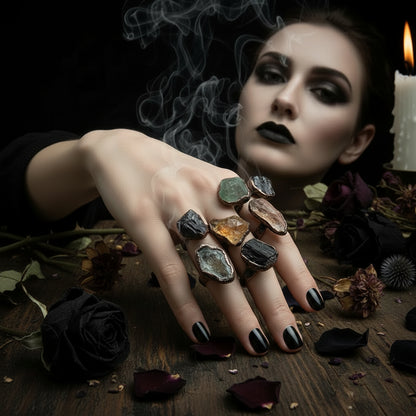 Obsidian Raw Stone Ring Sorceress Sanctuary
