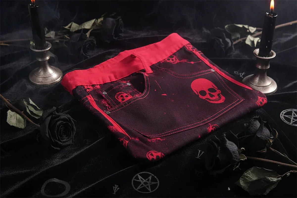 Red Skull Jeans - Sorceress Sanctuary Red / 28-Red / 29-Red / 30-Red / 31-Red / 32