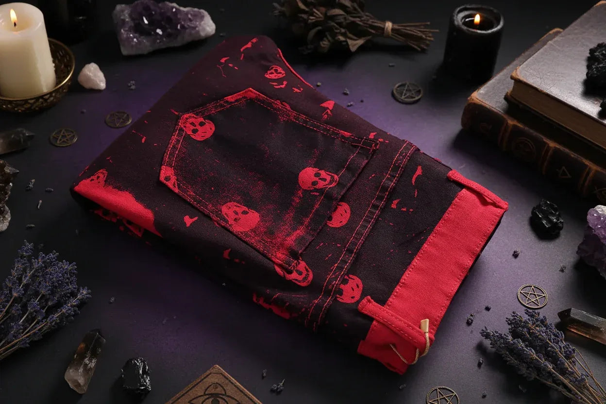 Red Skull Jeans - Sorceress Sanctuary Red / 28-Red / 29-Red / 30-Red / 31-Red / 32