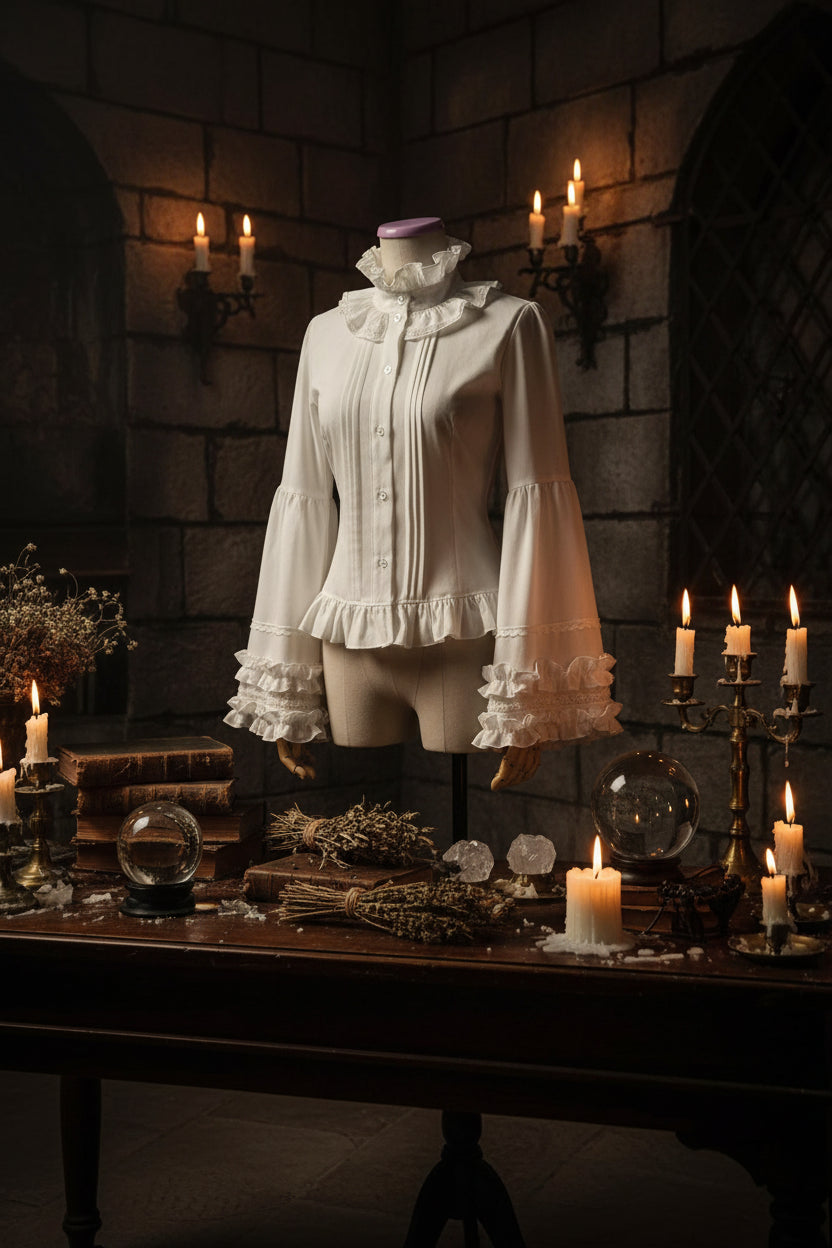 Gothic Vintage Lolita Dress with Lace Blouse and Sleeves Sorceress Sanctuary