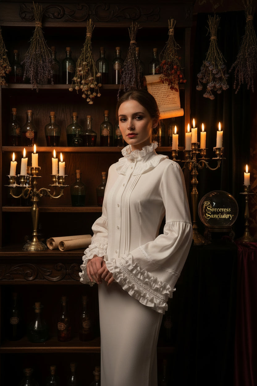 Gothic Vintage Lolita Dress with Lace Blouse and Sleeves Sorceress Sanctuary