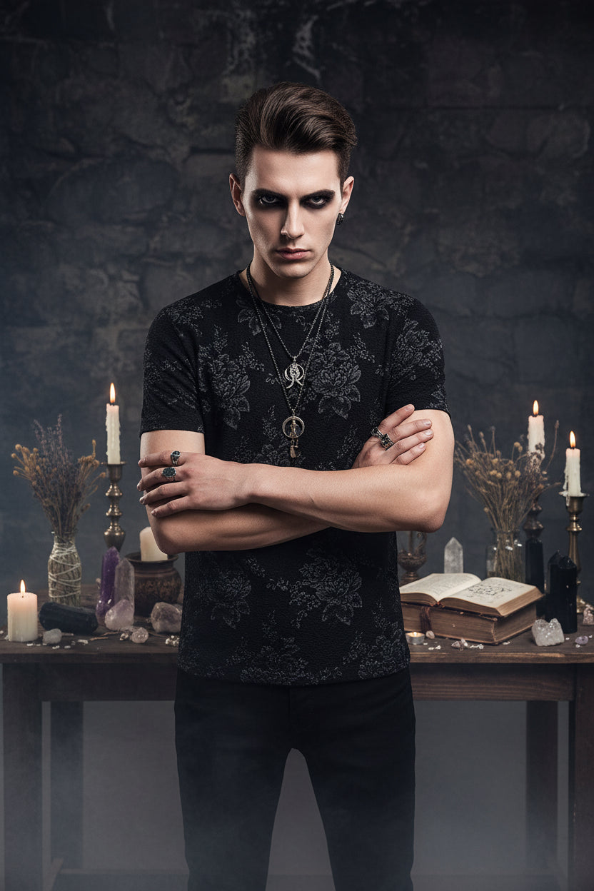 Retro Grunge T-Shirt - Sorceress Sanctuary 801 Ice-silk / M-801 Ice-silk / L-801 Ice-silk / XL-801 Ice-silk / 2XL-801 Ice-silk / 3XL