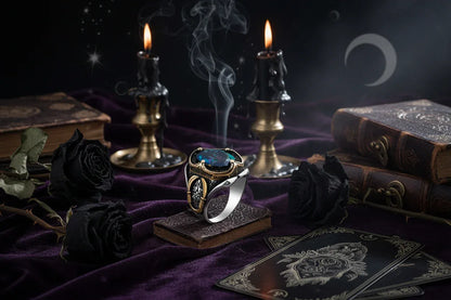 Retro Moonstone Ring - Sorceress Sanctuary KJZ041 Picture Style / Adjustable Opening