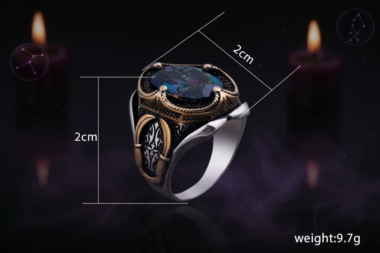 Retro Moonstone Ring - Sorceress Sanctuary KJZ041 Picture Style / Adjustable Opening