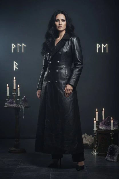 Retro Leather Trench Coat - Sorceress Sanctuary Black / S-Black / M-Black / L-red / S-red / M