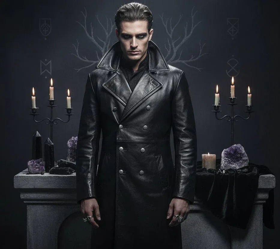 Retro Leather Trench Coat - Sorceress Sanctuary Black / S-Black / M-Black / L-red / S-red / M