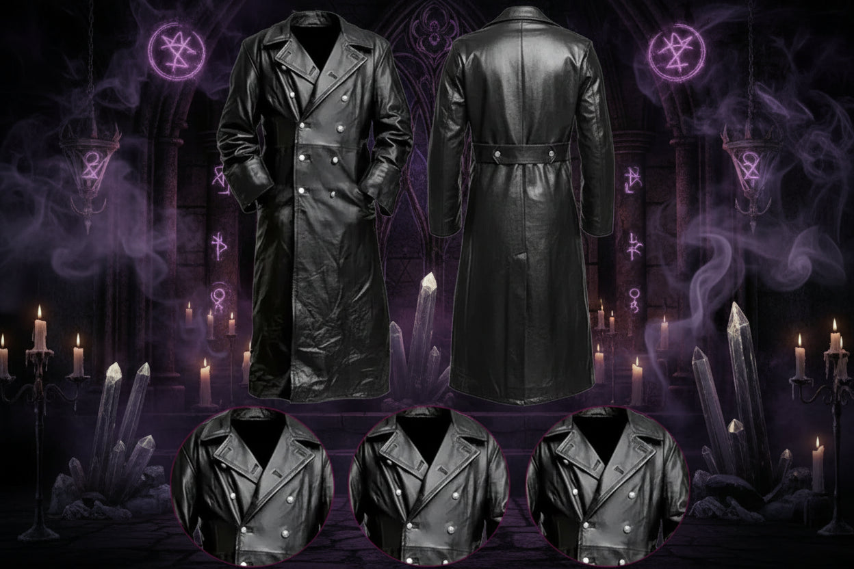 Retro Leather Trench Coat - Sorceress Sanctuary Black / S-Black / M-Black / L-red / S-red / M