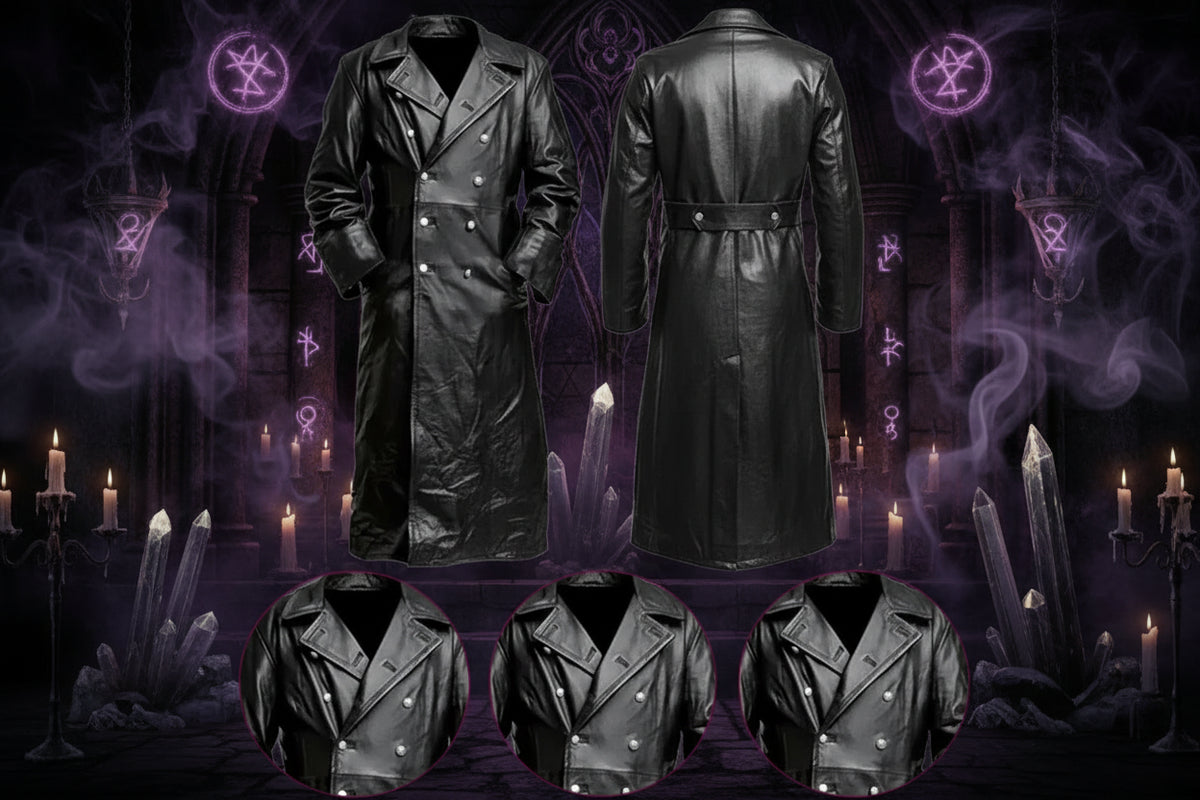 Retro Leather Trench Coat - Sorceress Sanctuary Black / S-Black / M-Black / L-red / S-red / M