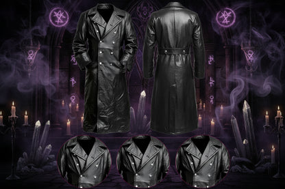 Retro Leather Trench Coat - Sorceress Sanctuary Black / S-Black / M-Black / L-red / S-red / M