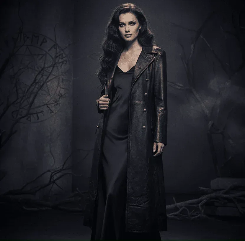 Retro Leather Trench Coat - Sorceress Sanctuary Black / S-Black / M-Black / L-red / S-red / M