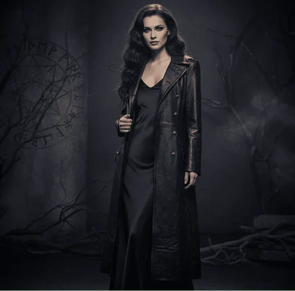 Retro Leather Trench Coat - Sorceress Sanctuary Black / S-Black / M-Black / L-red / S-red / M