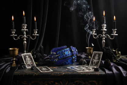 Rhinestone Skull Belt - Sorceress Sanctuary Silver-blue-black
