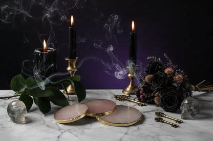 Rose Quartz Coaster - Sorceress Sanctuary Cordate-Round-Square-Hexagon