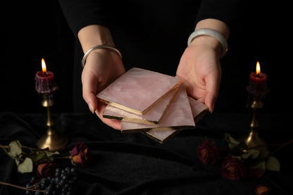 Rose Quartz Coaster - Sorceress Sanctuary Cordate-Round-Square-Hexagon