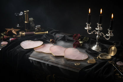 Rose Quartz Coaster - Sorceress Sanctuary Cordate-Round-Square-Hexagon