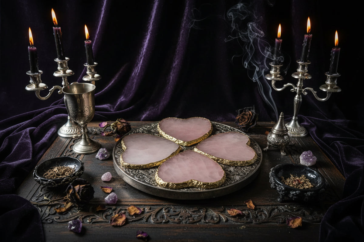 Rose Quartz Coaster - Sorceress Sanctuary Cordate-Round-Square-Hexagon