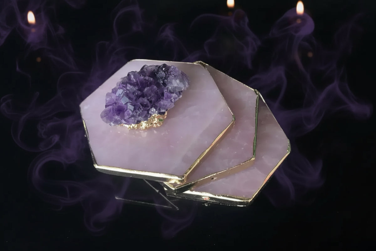 Rose Quartz Coaster - Sorceress Sanctuary Cordate-Round-Square-Hexagon