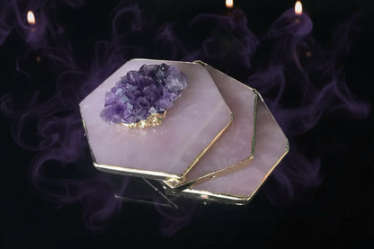 Rose Quartz Coaster - Sorceress Sanctuary Cordate-Round-Square-Hexagon