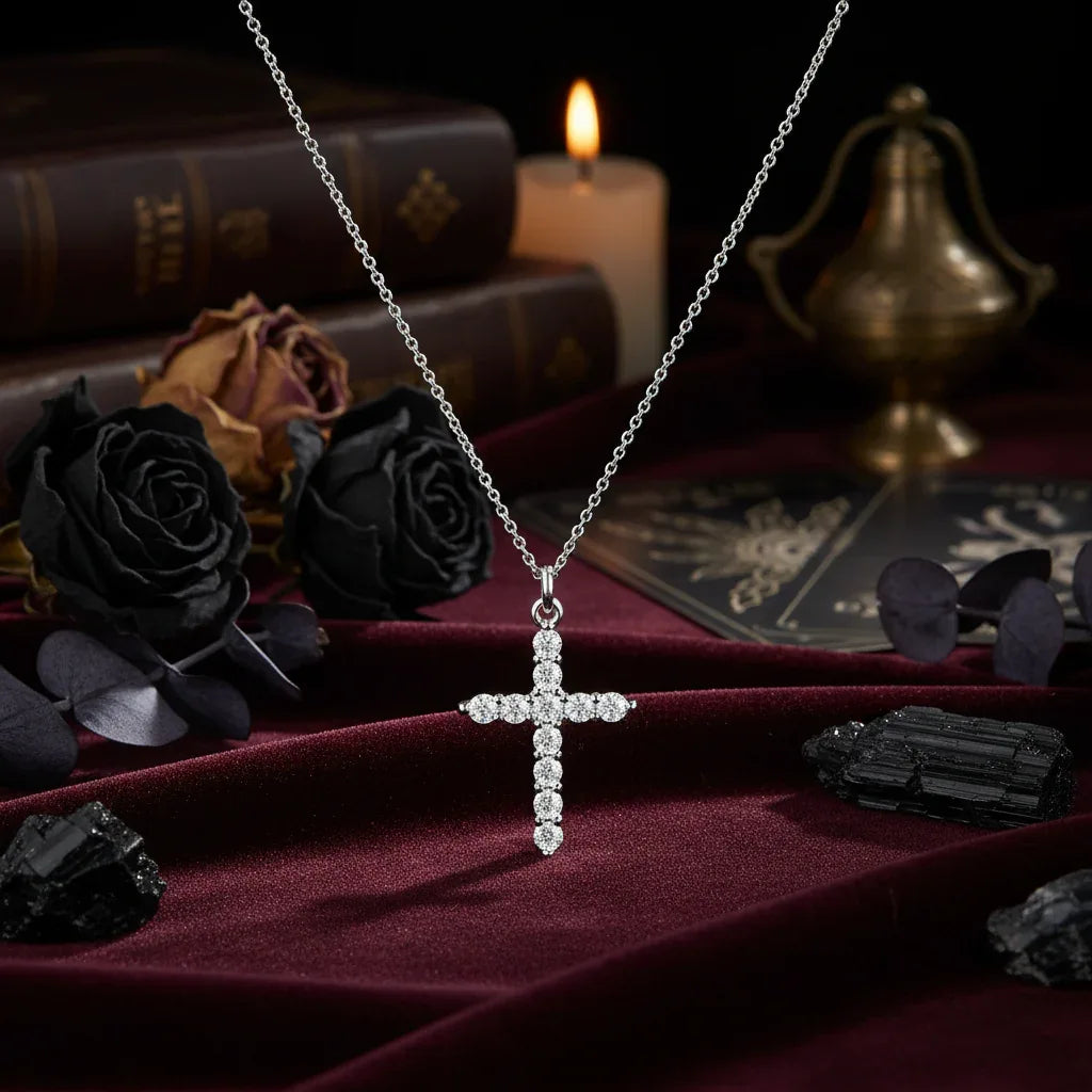 Rotatable Cross Necklace - Sorceress Sanctuary Golden Crown Cannot Rotate-Silver Crown Not Rotatable-Golden Cross-Cross Pendant-Silver Crown Rotatable