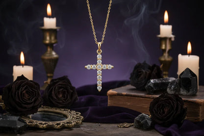 Rotatable Cross Necklace - Sorceress Sanctuary Golden Crown Cannot Rotate-Silver Crown Not Rotatable-Golden Cross-Cross Pendant-Silver Crown Rotatable