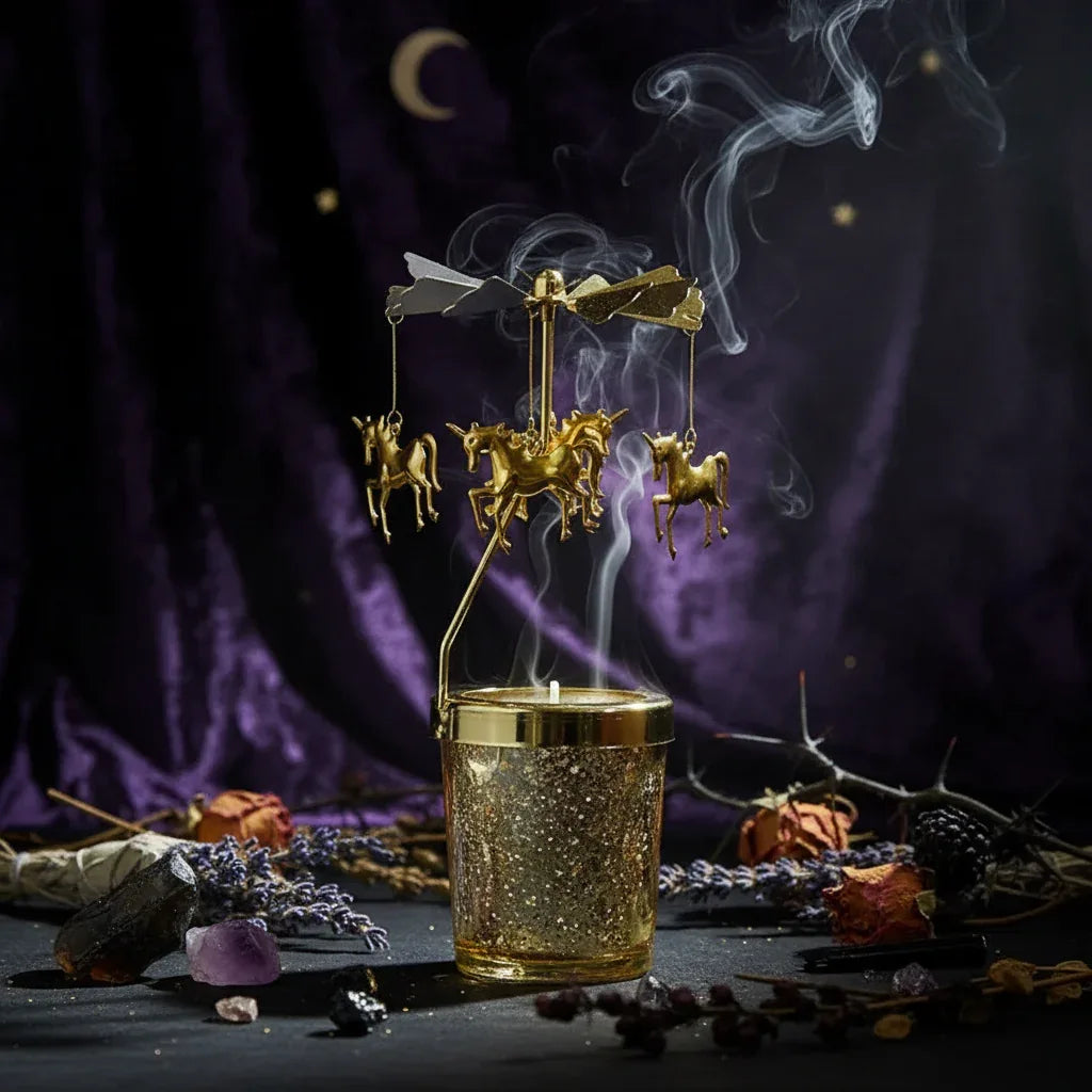 Rotating Candle Holder - Sorceress Sanctuary Shuanglu-Snowflake-Unicorn-Magic immortal-Cat