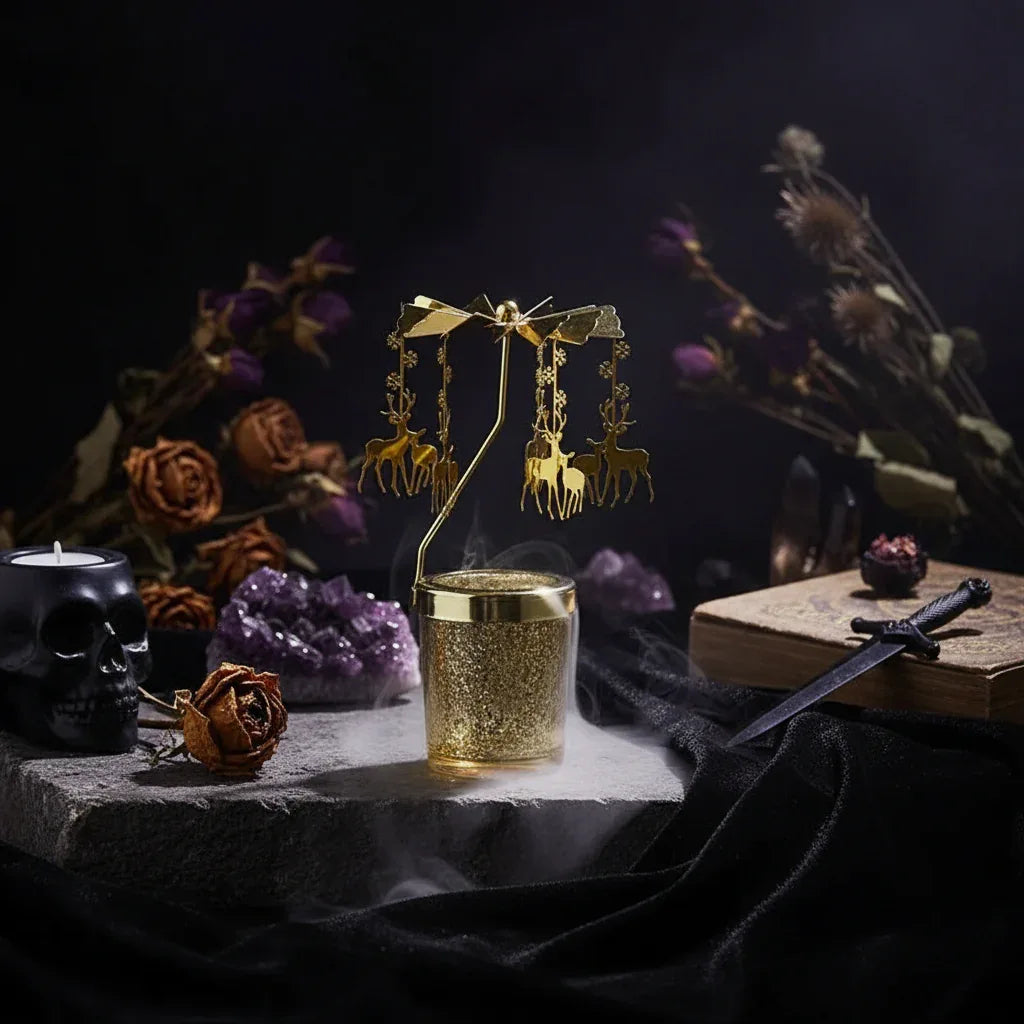 Rotating Candle Holder - Sorceress Sanctuary Shuanglu-Snowflake-Unicorn-Magic immortal-Cat