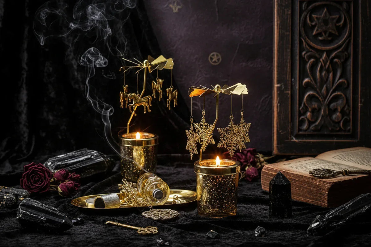 Rotating Candle Holder - Sorceress Sanctuary Shuanglu-Snowflake-Unicorn-Magic immortal-Cat