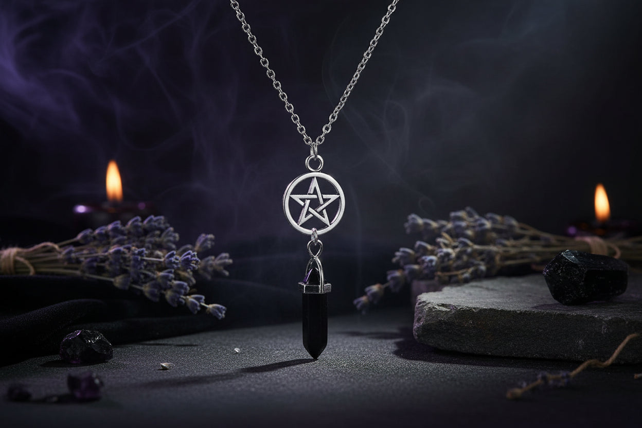 Rune Amulet Necklace - Sorceress Sanctuary Black-Green-Transparent-Purple-Pink