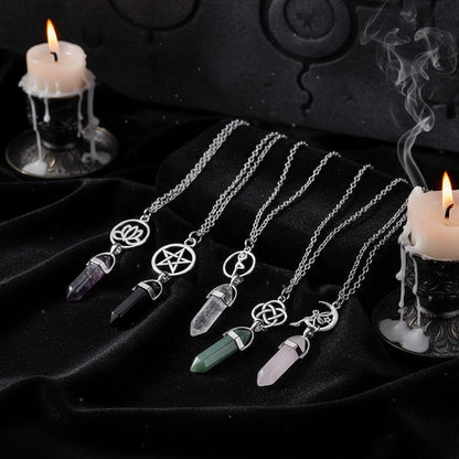 Rune Amulet Necklace - Sorceress Sanctuary Black-Green-Transparent-Purple-Pink